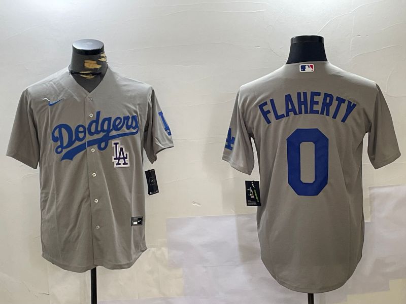 Men Los Angeles Dodgers #0 Flaherty Grey Game 2024 Nike MLB Jersey style 11207->los angeles dodgers->MLB Jersey